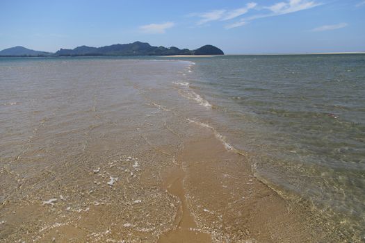 Beach appear when water down at Mod Tanoy Beach in Kantang of Trang Thailand