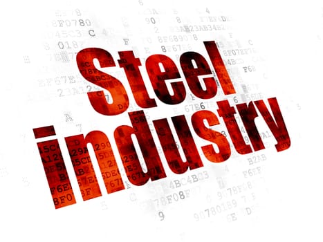 Manufacuring concept: Pixelated red text Steel Industry on Digital background