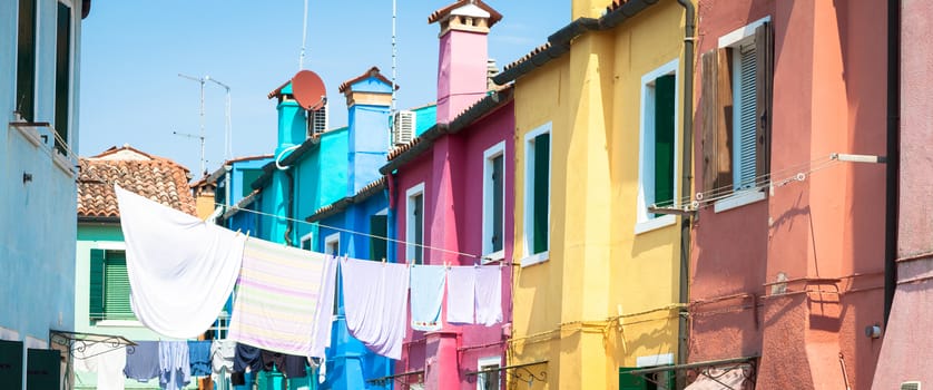 Pitoresque painted houses in Burano Isle, Venice, Italy