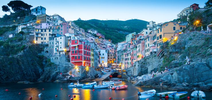 In Cinque Terre area, Rio Maggiore is one of the most beautiful town - Blue hour