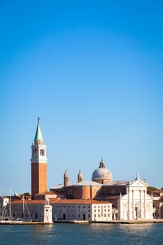 Panoramic view during sunset on San Giorgio Maggiore, Venice - Italy