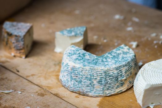 a pieces of blue cheese mold on the counter