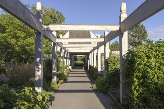 Walkway entrance to a garden.