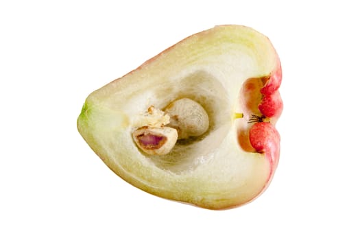 green rose apple (chomphu) isolated on white background. Fruit heart shape. objects with clipping paths.