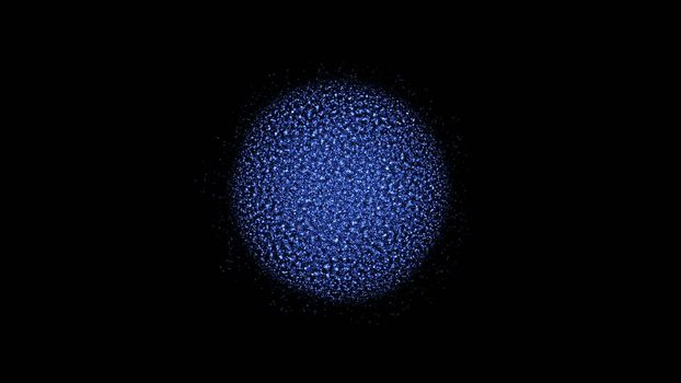 Abstract background wih particles sphere. Black backdrop