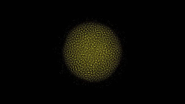 Abstract background wih particles sphere. Black backdrop