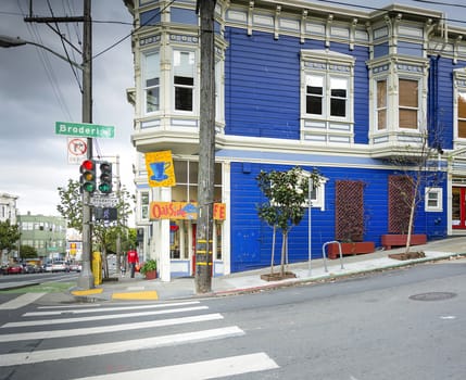 San Francisco, CA, USA, october 26, 2016: oakside cafe in the pitoresque ashbury block in San Francisco