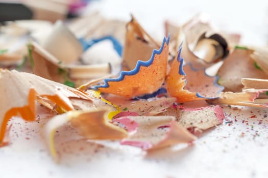 Wood shavings from sharpening drawing pencils