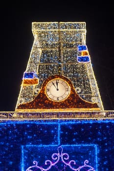 decor in the park lights illumination and clock.