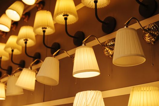 beautiful chandelier wall included on store shelves.