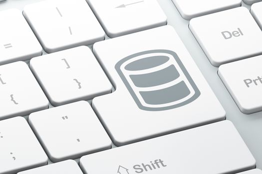 Programming concept: Enter button with Database on computer keyboard background, 3D rendering