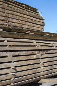 closeup on oak planks cut after transformation