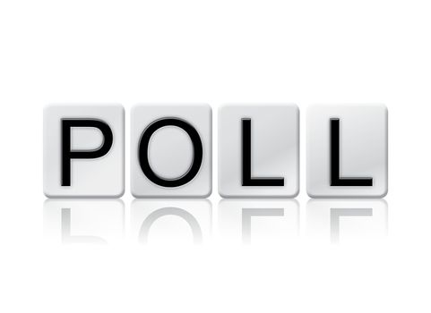 The word "Poll" written in tile letters isolated on a white background.