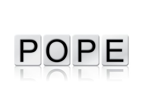 The word "Pope" written in tile letters isolated on a white background.