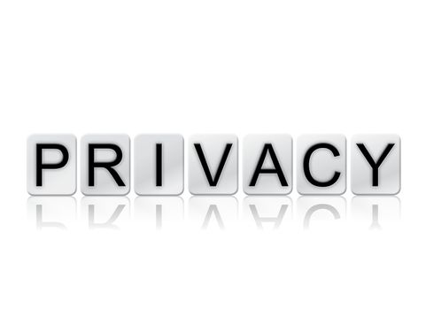 The word "Privacy" written in tile letters isolated on a white background.