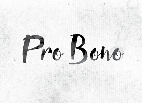 The word "Pro Bono" concept and theme painted in watercolor ink on a white paper.
