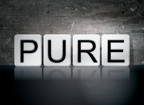 The word "Pure" written in white tiles against a dark vintage grunge background.