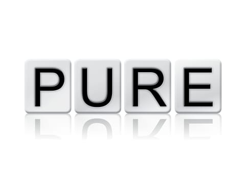 The word "Pure" written in tile letters isolated on a white background.
