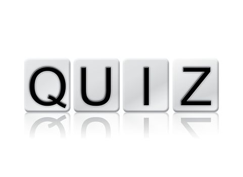 The word "Quiz" written in tile letters isolated on a white background.