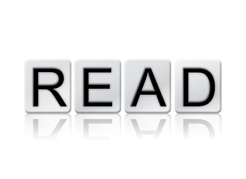 The word "Read" written in tile letters isolated on a white background.