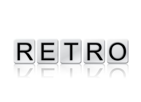 The word "Retro" written in tile letters isolated on a white background.