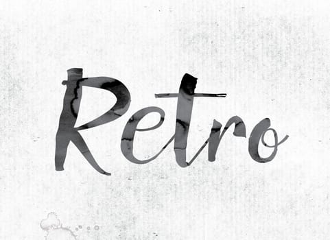 The word "Retro" concept and theme painted in watercolor ink on a white paper.