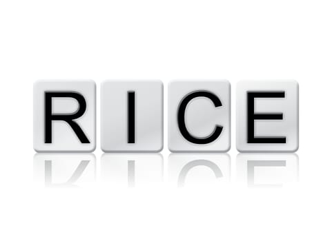 The word "Rice" written in tile letters isolated on a white background.