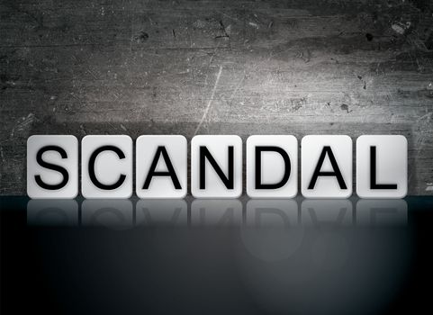 The word "Scandal" written in white tiles against a dark vintage grunge background.