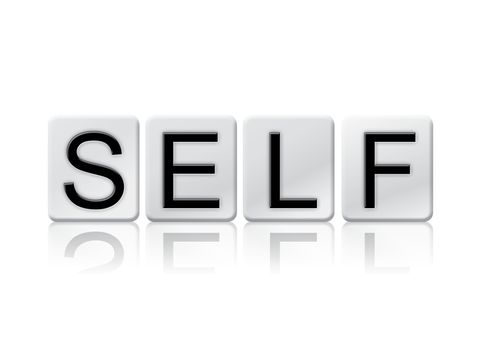 The word "Self" written in tile letters isolated on a white background.