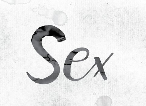 The word "Sex" concept and theme painted in watercolor ink on a white paper.
