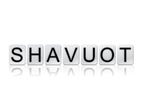 The word "Shavuot" written in tile letters isolated on a white background.