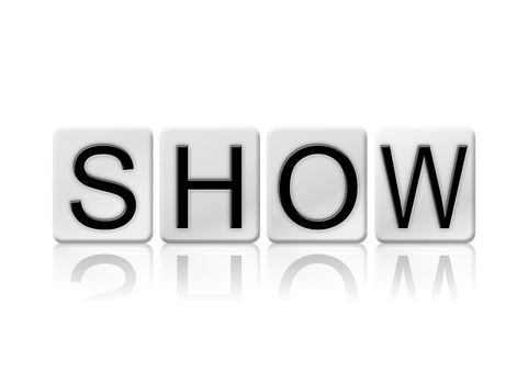 The word "Show" written in tile letters isolated on a white background.