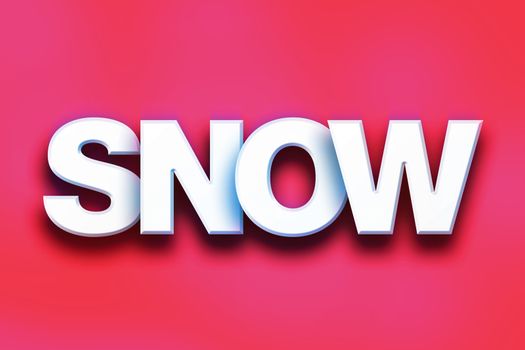 The word "Snow" written in white 3D letters on a colorful background concept and theme.