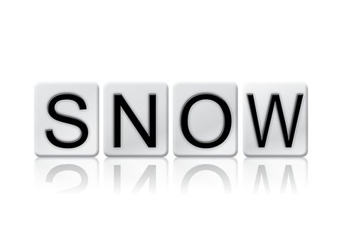 The word "Snow" written in tile letters isolated on a white background.