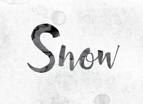 The word "Snow" concept and theme painted in watercolor ink on a white paper.