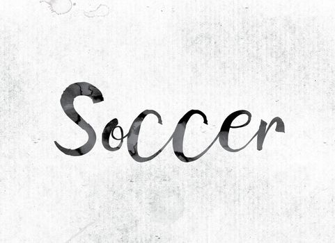 The word "Soccer" concept and theme painted in watercolor ink on a white paper.