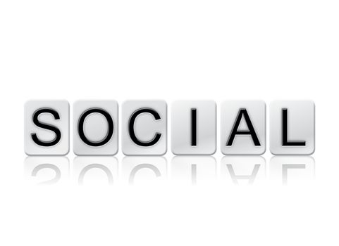The word "Social" written in tile letters isolated on a white background.