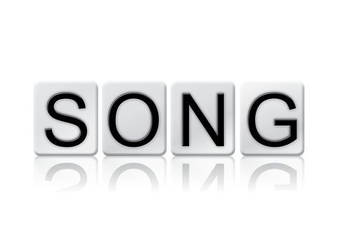 The word "Song" written in tile letters isolated on a white background.