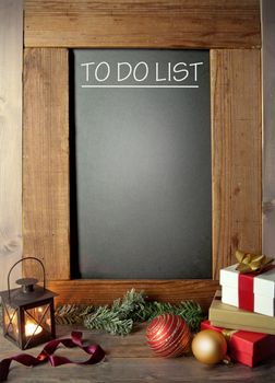 Christmas to do list handwritten on a chalkboard 