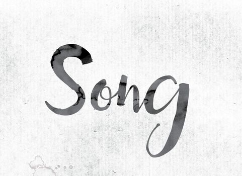 The word "Song" concept and theme painted in watercolor ink on a white paper.