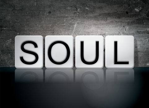 The word "Soul" written in white tiles against a dark vintage grunge background.