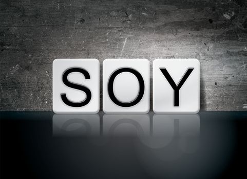 The word "Soy" written in white tiles against a dark vintage grunge background.