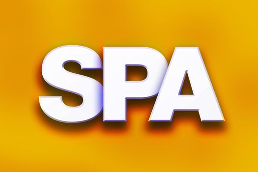 The word "Spa" written in white 3D letters on a colorful background concept and theme.