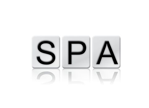 The word "Spa" written in tile letters isolated on a white background.