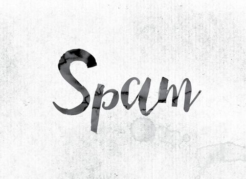 The word "Spam" concept and theme painted in watercolor ink on a white paper.