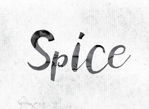 The word "Spice" concept and theme painted in watercolor ink on a white paper.