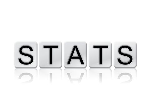 The word "Stats" written in tile letters isolated on a white background.