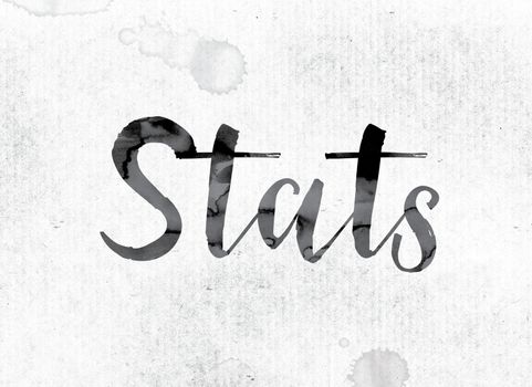 The word "Stats" concept and theme painted in watercolor ink on a white paper.