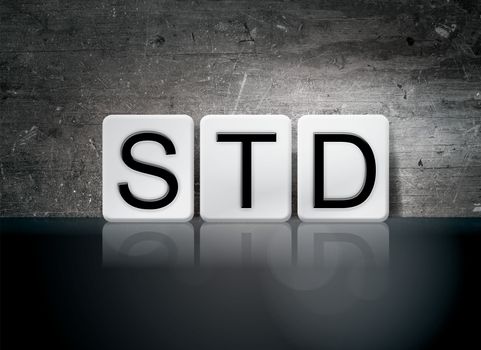The word "STD" written in white tiles against a dark vintage grunge background.