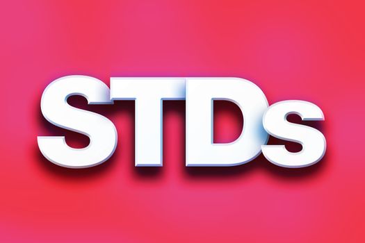 The word "STDs" written in white 3D letters on a colorful background concept and theme.